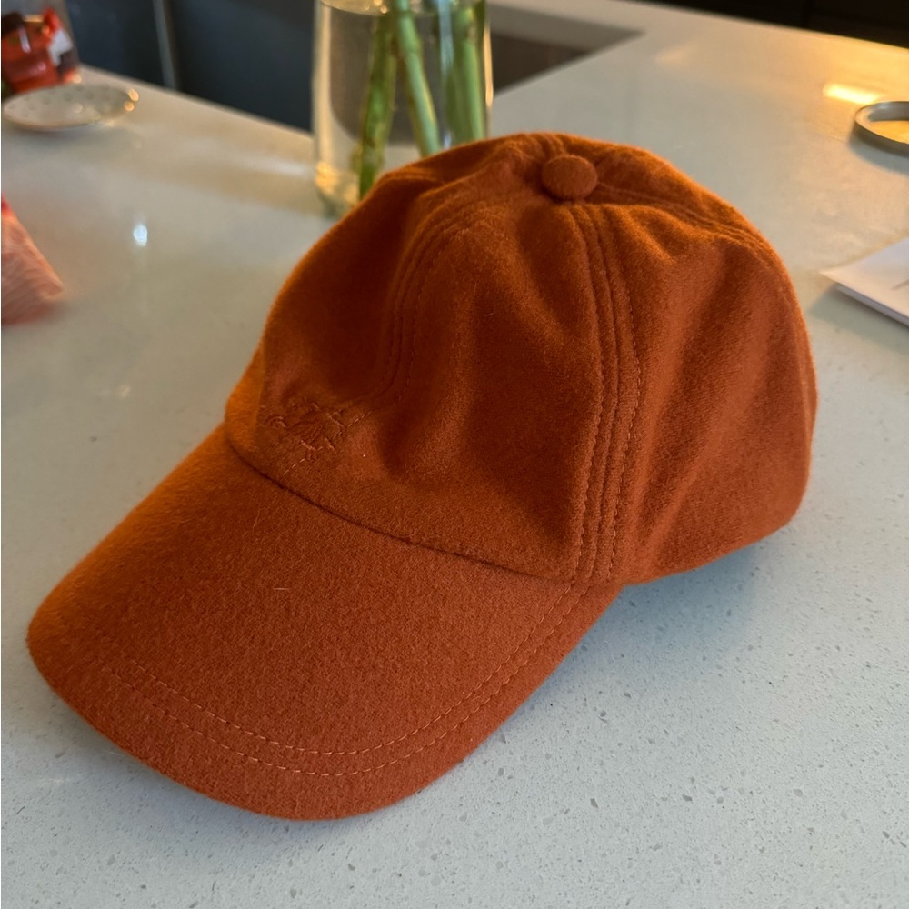 Burberry Wool Orange Baseball Hat Nwot View 2
